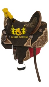 Custom Luxury Printed Seat Genuine Leather Western Horse Saddle Barrel Racing Copper Studded Design Portable comfy seat - Product Image 4