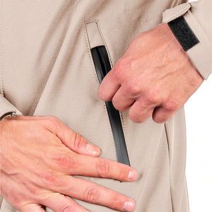 Men's Beige Hooded Windproof Softshell <b>Jacket</b> With <b>Zipper</b> Closure Casual Autumn Wear - Product Image 6