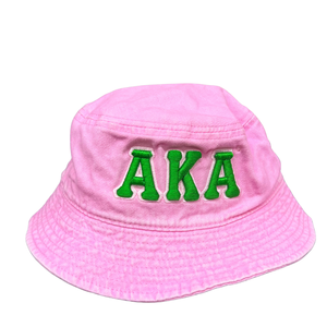 Casquette Bob Rose Délavée AKA avec Lettre Brodé(e) Verte, en Coton, Style Décontracté, Tendance Streetwear, Réglable pour Homme - Product Image 1