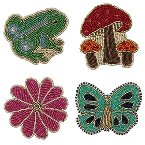 Posavasos de Vidrio con Cuentas Hechas a Mano, Diseño Floral Vintage, Decoración Retro para el Hogar, Colores Arcoíris, Celebraciones Culturales, Promocionales, Impermeables - Product Image 3