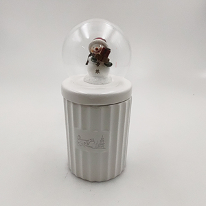Christmas Snow Globe Ceramic Storage <b>Jar</b> Creative Snowman <b>Water</b> Globe Canister Embossed Porcelain Candy Pot with Lid for Holiday - Product Image 1