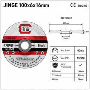 Gouden Slijpschijf 100x6x16mm Zwart T27 Met Verzonken Center |   Slijpschijf 4 inch EN12413 CE - Product Image 2