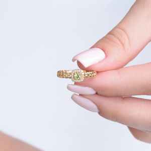 Anillo de Compromiso de Peridoto con Banda Trenzada, Corte Redondo, Gema Verde Delicada, Anillo de Promesa de Peridoto, Plata 925 - Product Image 3