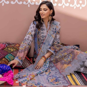 Lujo Riaz Arts marca 3 piezas pakistaní Chunri estilo césped trajes bordado pesado tradicional musulmán Ropa Accesorios volumen - Product Image 2