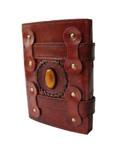 Luxury Leather Bound Notebook with Decorative Stone Closure Custom Logo Leather Journal Handmade Sketchbook <b>Diary</b> With Gemstone - Product Image 5