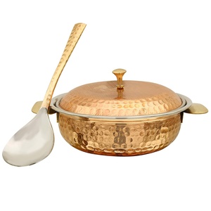 Marmite en cuivre au design martelé Marmite à cuisson instantanée Marmite en métal en acier inoxydable avec poignées - Product Image 1