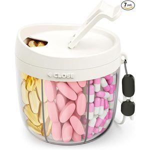 Portable Cute Pill Dispenser with 7 Large Compartments Anti-Mix Wide <b>Opening</b> Easy Use Pill <b>Storage</b> Cases Organizer - Product Image 4