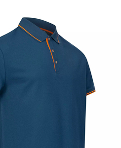 Polo de Piqué de Algodón Azul Sólido de Alto Rendimiento para Hombre, Manga Corta, Diseño Informal Antiarrugas, Precio Económico, MOQ Bajo - Product Image 5