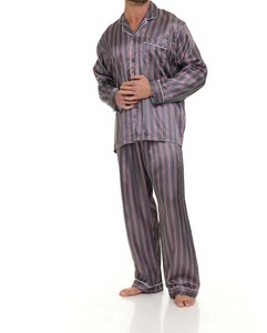 Pijamas de Seda Satinada de la Mejor Calidad, Ropa de Dormir para Hombre de Manga Larga para Primavera y Otoño, Color Sólido, Ropa Casual para el Hogar, Logotipo Personalizado - Product Image 6