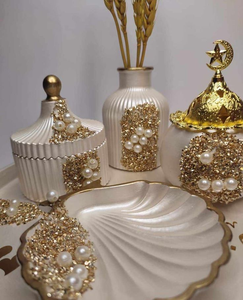 Luxury Indian Premium Resin Jar Set for Modern Home Decor Elegant <b>Ornament</b>-Textured Designed Royal Storage Jar - Product Image 4