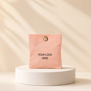 Pochette en coton personnalisée avec fermeture à bouton, sacs cosmétiques roses pour bijoux, montres, lunettes, emballage recyclable, logo imprimé à l'écran - Product Image 3