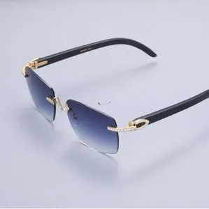 Gafas de Sol Polarizadas Unisex Estilo Hip Hop con Lentes de Cristal Azules y Marrones, Montura de Acero con Diamantes, Caja Protectora - Product Image 4