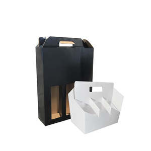 Cajas de transporte de papel kraft impresas con logotipo personalizado para cerveza y vino (2 o 3 botellas) con asas y ventanas. - Product Image 5