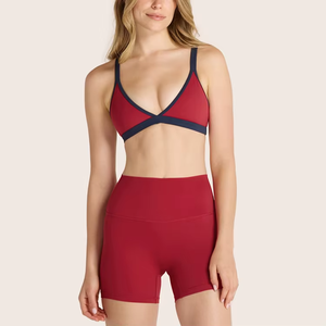 Sujetador Deportivo OEM Personalizado de Alto Impacto para Gimnasio, Cuello en V, Sexy, con Bloques de Color, para Yoga, Entrenamiento, Fitness, para Mujer - Product Image 2