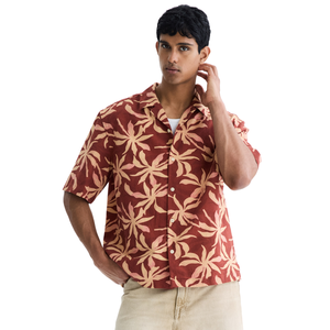 Camisa de muselina de corte relajado para hombre, informal, de manga corta, ligera, transpirable, con botones, para verano, vacaciones, playa. - Product Image 1