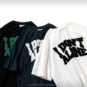 T-shirts à manches courtes pour hommes avec logo vintage personnalisé de haute qualité 300G patchs de broderie - Product Image 5