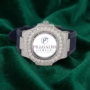 นาฬิกาเพชรหรู Pragalbh Jewels นาฬิกาโมอิสซาไนต์ นาฬิกาสปอร์ตแบบอนาล็อกประดับเพชรเต็มเรือน ตัวเรือนสแตนเลสสำหรับผู้ชาย - Product Image 1