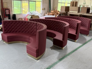 Asientos en Forma de U, Sofá Banqueta Tapizado en Cuero PU, Respaldo Alto Curvo para Restaurante, Hotel, Bar, Muebles de Salón - Product Image 6