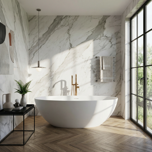 Freestanding Contemporary Style Bathtub Model FW-7761-65-S Modern Durable Glossy White Acrylic for <b>Bathroom</b> Use - Product Image 6