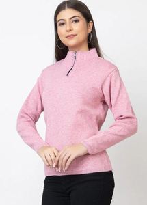 เสื้อไหมพรมคอสูงแบบซิปครึ่งตัวสำหรับผู้หญิง แฟชั่นใส่ได้ทุกวัน ป้องกันความหนาวเย็น จากซัพพลายเออร์อินเดีย ราคาขายส่ง - Product Image 2