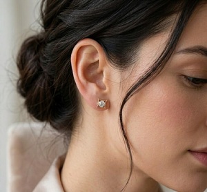 Luxury Ear Studs IGI Certified D Color VVS2 Grade 2CT Round Lab Created Diamond 18K Rose Gold Geometric Solitaire Stud <b>Earrings</b> - Product Image 5