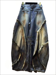 Pantalones Cargo de Mezclilla Negros, Transpirables, de Corte Holgado, con Bolsillos con Cremallera y Bordes Deshilachados, Estilo Urbano, Jeans para Hombre - Product Image 3