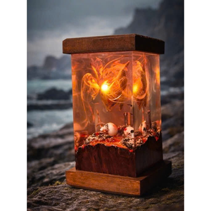 Epoxy Resin Crystal <b>Night</b> <b>Light</b>, Adorned With 3d Designs Of The Malenia Helmet, Elden Ring, And Gold Armor - Product Image 4