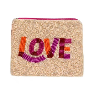 Porte-monnaie élégant fait main avec perles sur le thème de l'amour, personnalisable pour les événements festifs, petit portefeuille avec perles - Product Image 1