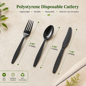 Fourchette en plastique noire jetable, couverts de fête, style simple, matériau PP, écologique, sans danger pour les aliments, recyclable - Product Image 4