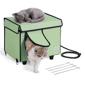 Abri pour chat pliable en tissu Oxford 900D avec minuterie de température réglable, maison cubique chauffée pour chat, cages pour animaux de compagnie - Product Image 1