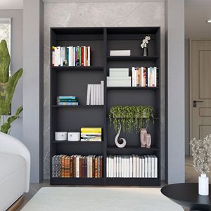 Set da soggiorno 2 pezzi nero con 2 librerie mobili eleganti per l'arredamento della casa - Product Image 1