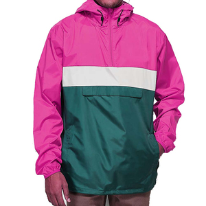 Veste coupe-vent imperméable personnalisée pour homme, à capuche, bicolore, légère, sportive, résistante à la pluie, softshell, fermeture éclair intégrale - Product Image 5
