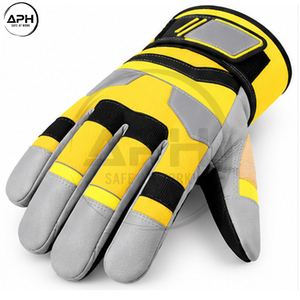 Gants de travail haute visibilité jaunes et noirs, à doigts entiers, avec design à doigts surélevés, paume texturée, poignet réglable, personnalisables - Product Image 3