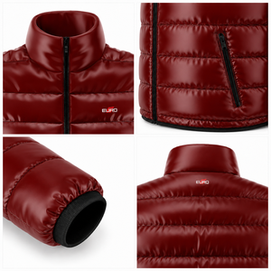 Unisex <b>Red</b> Polyester/Nylon Puffer <b>Jacket</b> Stand Collar Zipper Closure <b>Waterproof</b> Windproof Eco-Friendly Reversible Casual Winter - Product Image 6