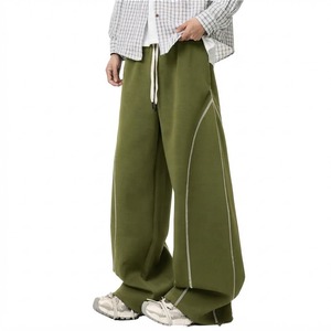 Men’s Wide Leg Pants Loose Fit Casual Street wear <b>Trousers</b> with Contrast Stitching Drawstring Waist Wholesale Custom Apparall - Product Image 1