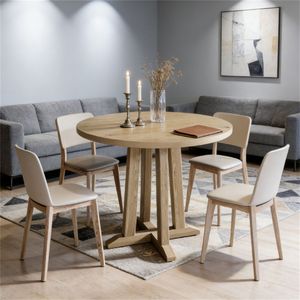 Tavolo da Pranzo Rotondo, Piccolo Tavolo da Cucina, Tavolino da Caffè per Cucina, Soggiorno, Sala da Pranzo (Solo Tavolo) - Product Image 4