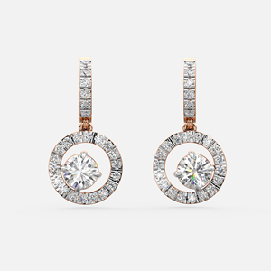 Boucles d'oreilles en diamant radiant taille ronde, or massif 18 carats, certifiées IGI, cadeau de luxe pour fiançailles et mariage - Product Image 1