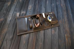 Étui à pipe en cuir pleine fleur fait main avec logo personnalisé, organisateur de pipe à tabac, vente en gros PRB-0003B - Product Image 5