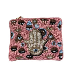 OSU Porte-monnaie perlé à fermeture éclair avec dragonne, motif rivets orange, noir et blanc, pour femme, vente en gros, en toile avec bandoulière chaîne - Product Image 5