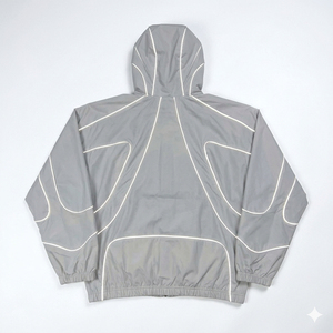 Chaqueta Deportiva Unisex sin Cuello con Capucha, Cortavientos, Impermeable, con Cierre de Cremallera, Color Gris Sólido, para Otoño, Corte Regular - Product Image 5