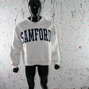 Sweat-shirt à capuche SAMFORD WHITE 100% coton, broderie appliquée, col large, coupe oversize, velours d'hiver, style sport - Product Image 1