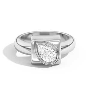 Anillos de boda de oro macizo de 10k, 14k, 18k con diamante de laboratorio en forma de pera, engaste de doble bisel, diseño envolvente y vástago abovedado, venta al por mayor del fabricante - Product Image 1