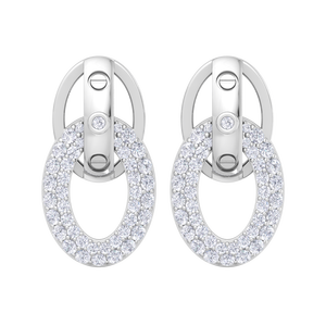 Pendientes de Aro con Diamantes Chapados en Oro Blanco de 18K de Primera Calidad, Pendientes Colgantes de Lujo con Eslabones Ovalados Entrelazados para Mujer, Joyería Fina - Product Image 2