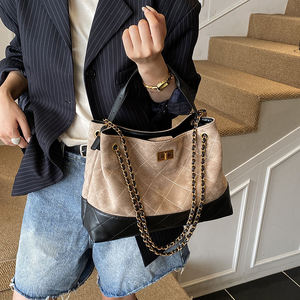 Sac à bandoulière en cuir PU pour femmes, motif losanges, fermeture éclair classique, réglable, imperméable - Product Image 2