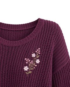 Pull court tricoté ample rouge bordeaux pour femme, manches courtes, léger et respirant, idéal pour l'été, style décontracté et tendance - Product Image 6