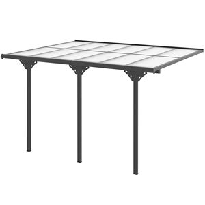 Pergola Gazebo con Tetto Rigido Grigio 12x10 con Pannelli in Policarbonato Resistenti ai Raggi UV e all'Acqua - Dimensioni Regolabili - Product Image 1