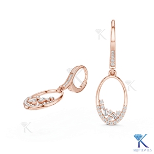 Pendientes de Diamantes CVD Cultivados en Laboratorio con Acento de Baguette y Cierre de Palanca, Oro Sólido de 14K/18K, Joyería Fina de Lujo para Mujer, para Bodas y Fiestas - Product Image 4