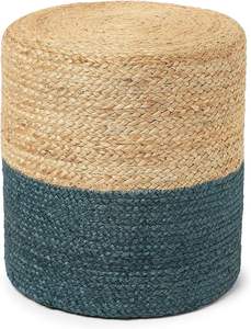 Pouf ottoman moderne et élégant fait main en jacinthe d'eau, table d'appoint, repose-pieds pour salon, chambre, entrée, écologique - Product Image 3