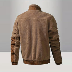 Veste en polaire sherpa marron, coupe ample, manches longues, fermeture éclair intégrale, coupe-vent, col montant, doublure sherpa - Product Image 2