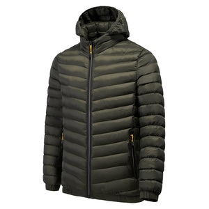Custom Puffer Down Jacket Breathable Men Trendy Brand Windproof Hooded Stand Front Zipper XL Waterproof Winter Sport <b>Plain</b> Dyed - Product Image 2